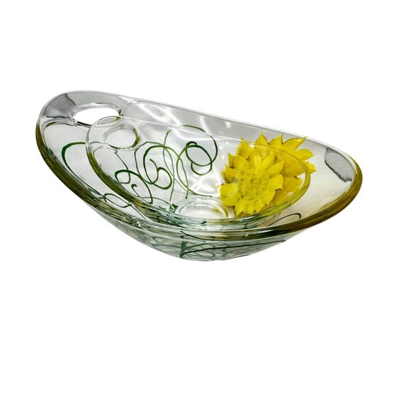 Nella Sunflower Hand Painted Glass Bowls Nesting Set of 2 Sloped Small Candy - Picture 3 of 16